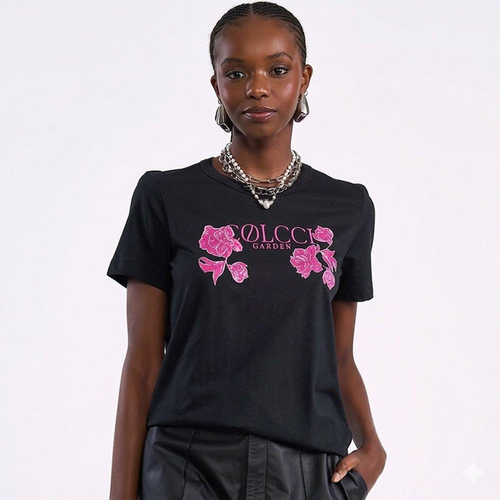 Camiseta Colcci Garden In26 Preto Feminino