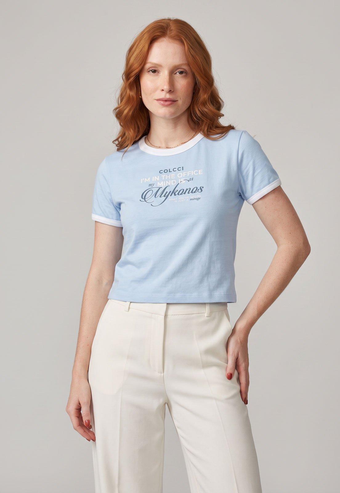 Camiseta Feminina Colcci Mykonos Azul