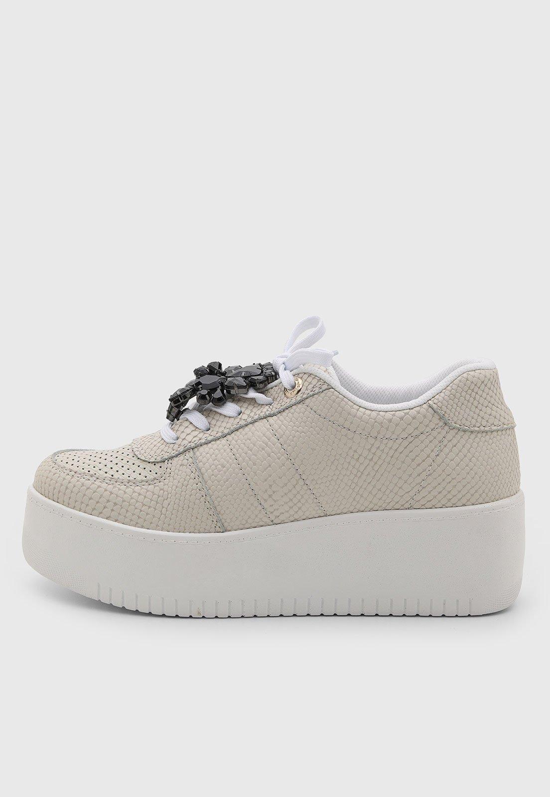 Tênis Feminino Jorge Bischoff Couro Plataforma Branco