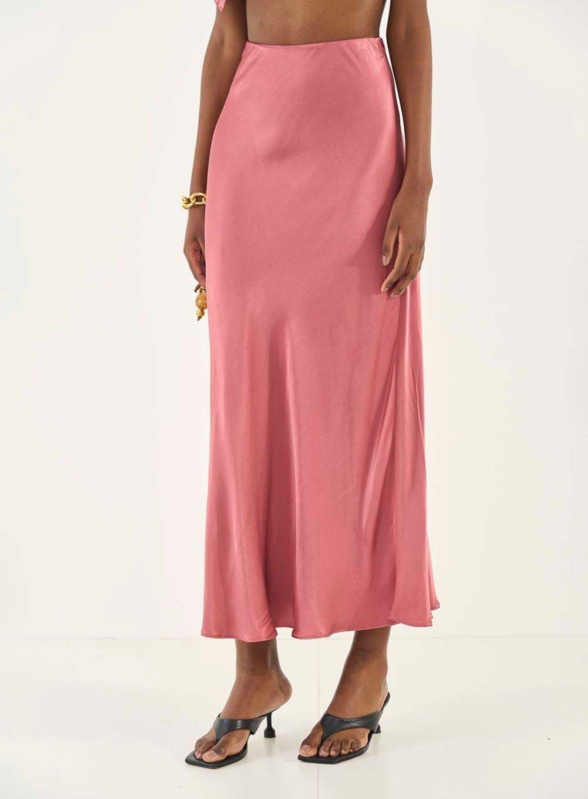 Saia Midi Acetinada Colcci Rosa Prila