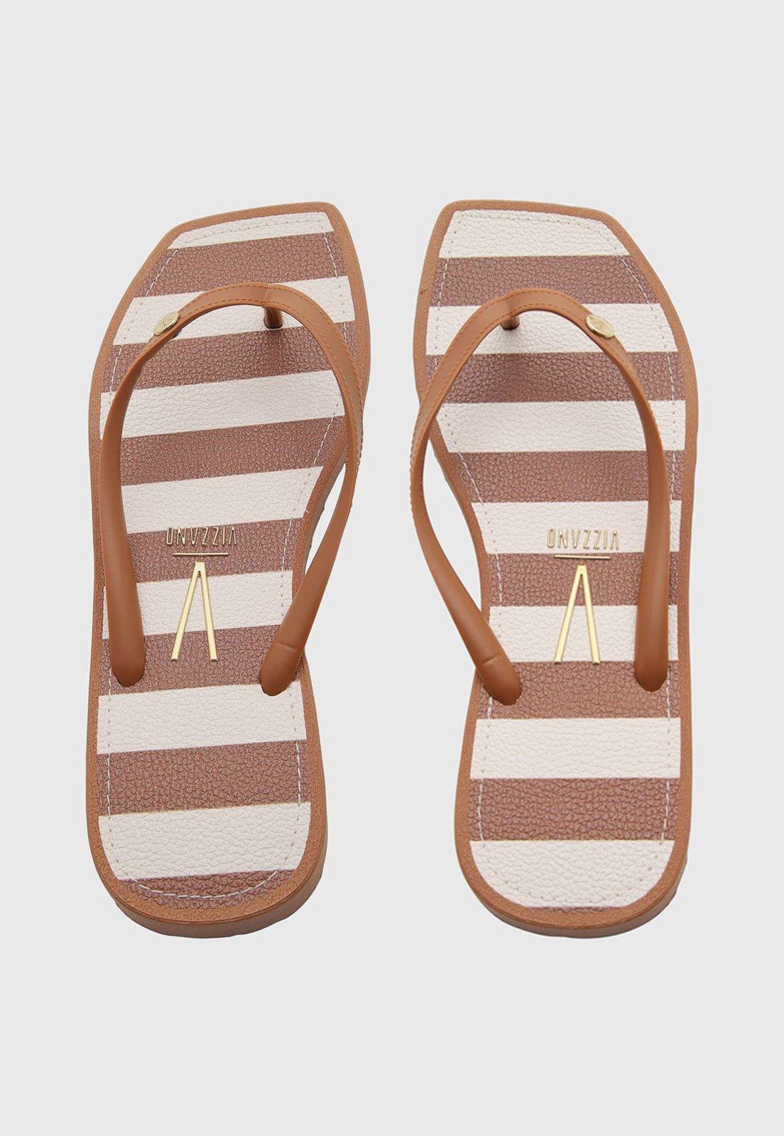 Chinelo Feminino Vizzano Listrado Marrom