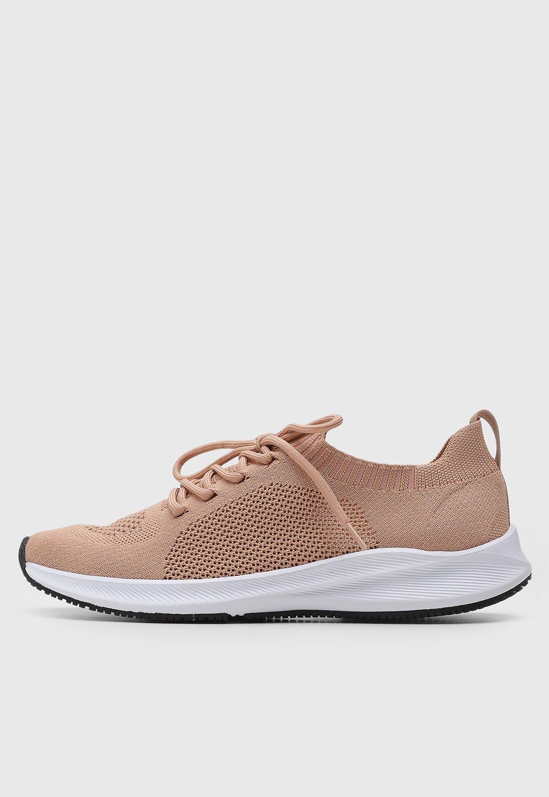 Tênis Feminino Arezzo Knit Cadarço Rosa