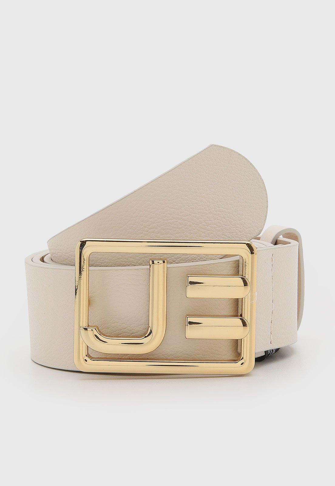 Cinto Feminino Jorge Bischoff Couro Fivela Metalizada Off-White