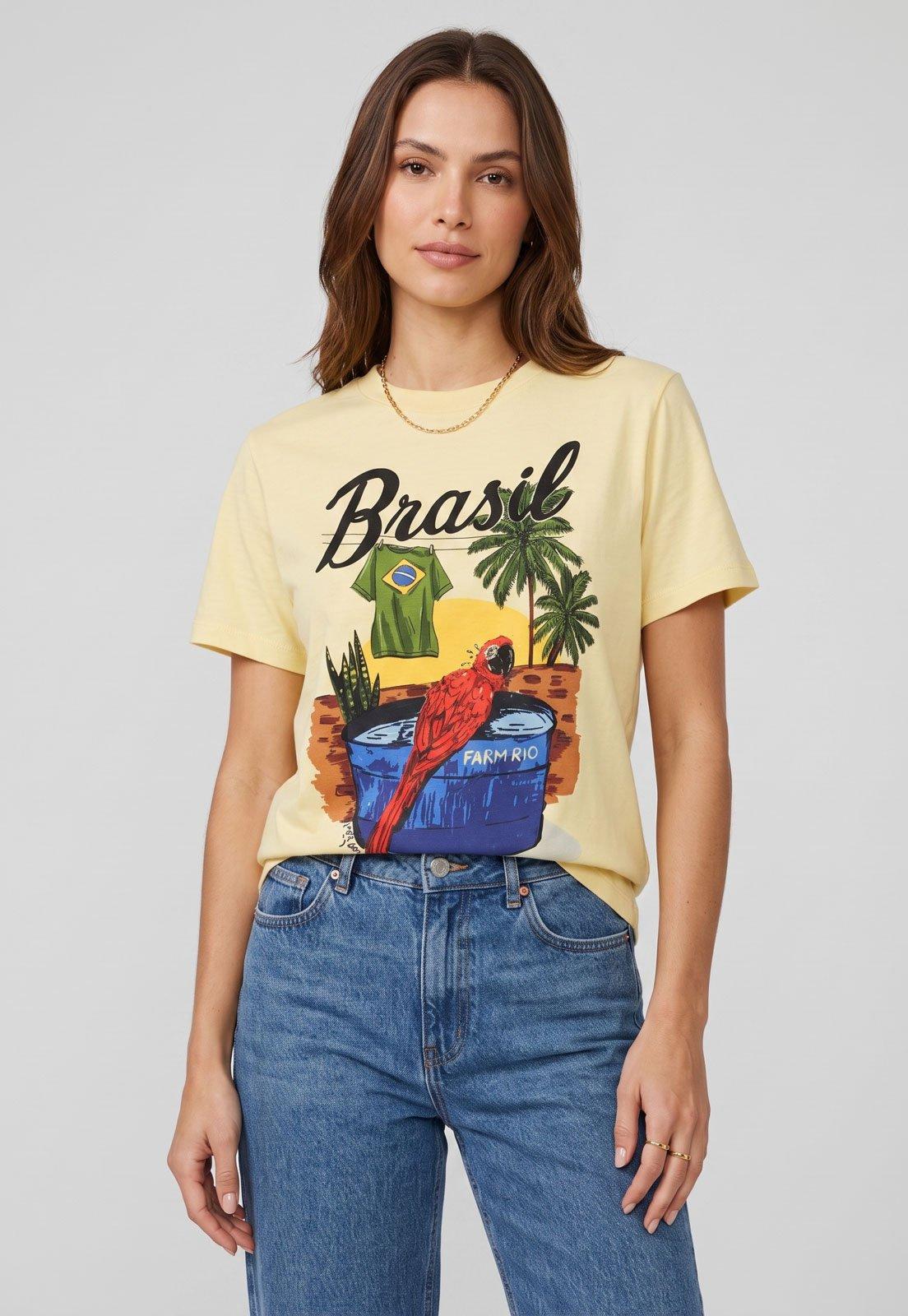 Camiseta Feminina FARM Brasil Amarela