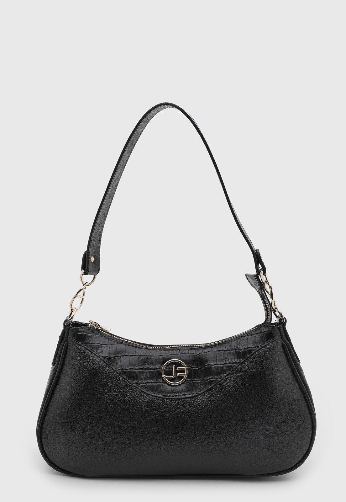 Bolsa Feminina Jorge Bischoff Média Couro Preta