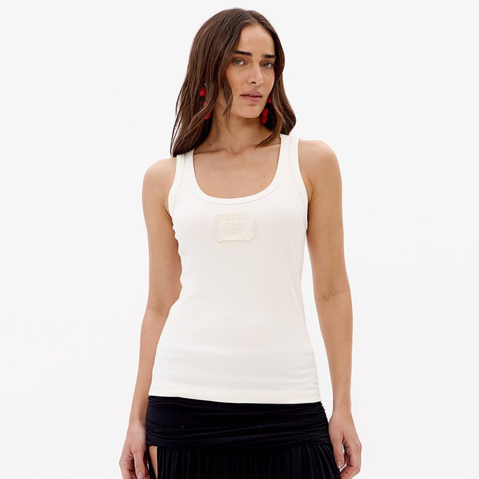 Regata Canelada Lança Perfume Bordad Pr27 Off White Feminino