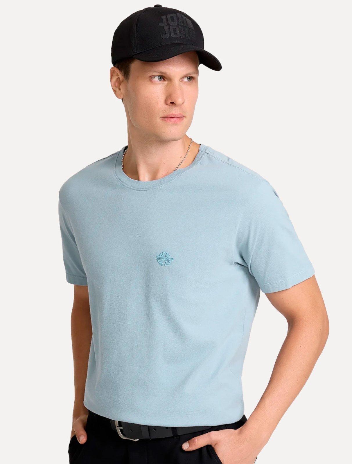 Camiseta John John Masculina Regular Fit Light Transfer Azul Claro
