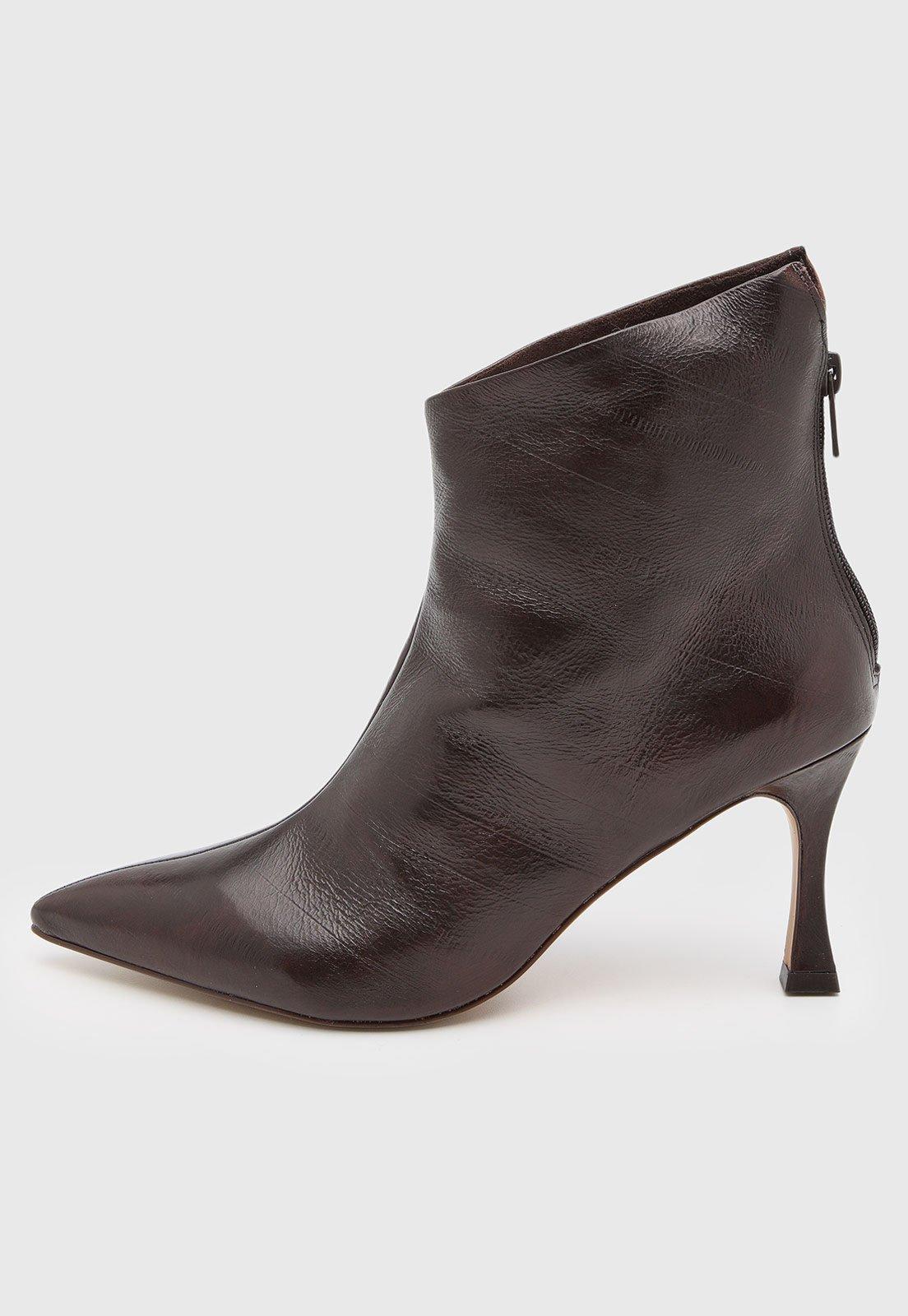 Bota Feminina Capodarte Cano Curto Couro Marrom