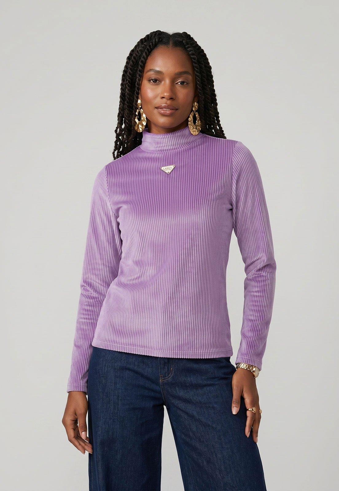 Blusa Feminina Lança Perfume Gola Alta Lilás