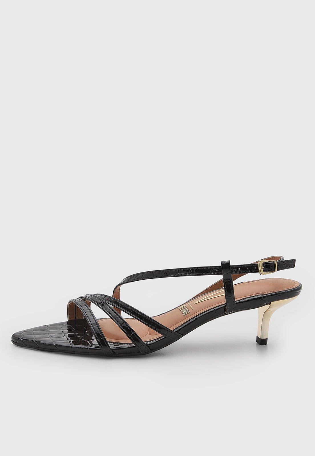 Sandália Feminina Vizzano Textura Croco Preta