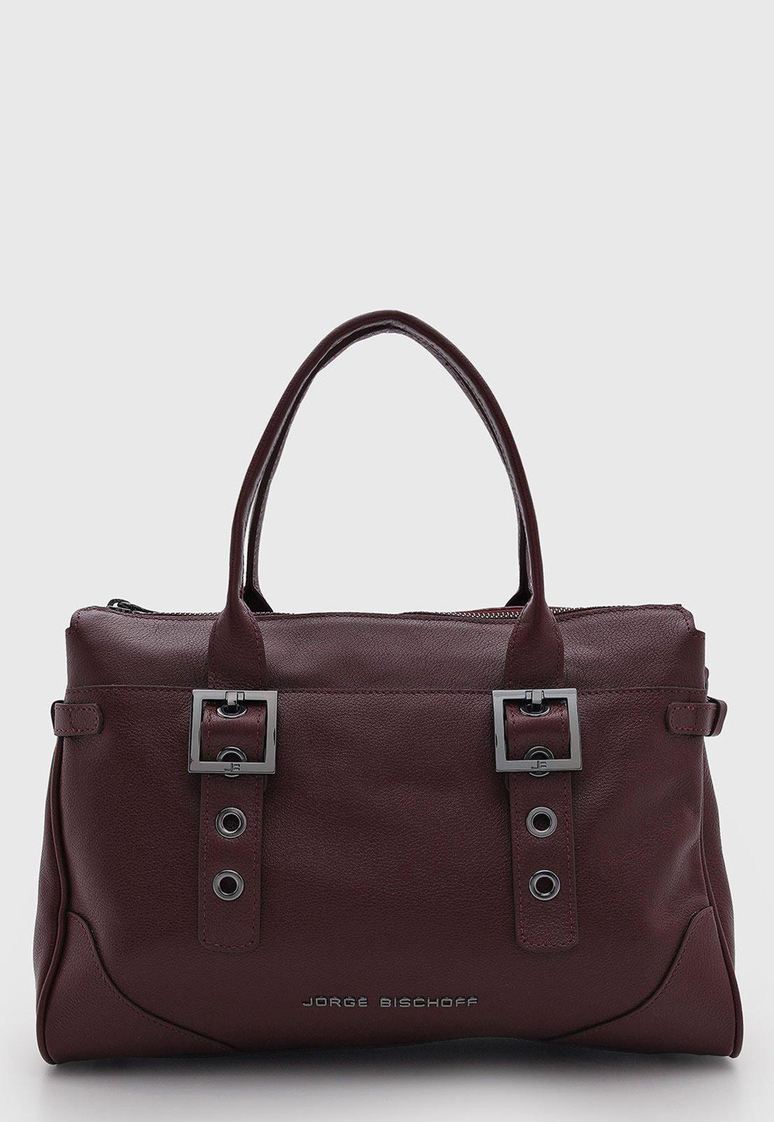 Bolsa Feminina Jorge Bischoff Couro Estruturada Vinho