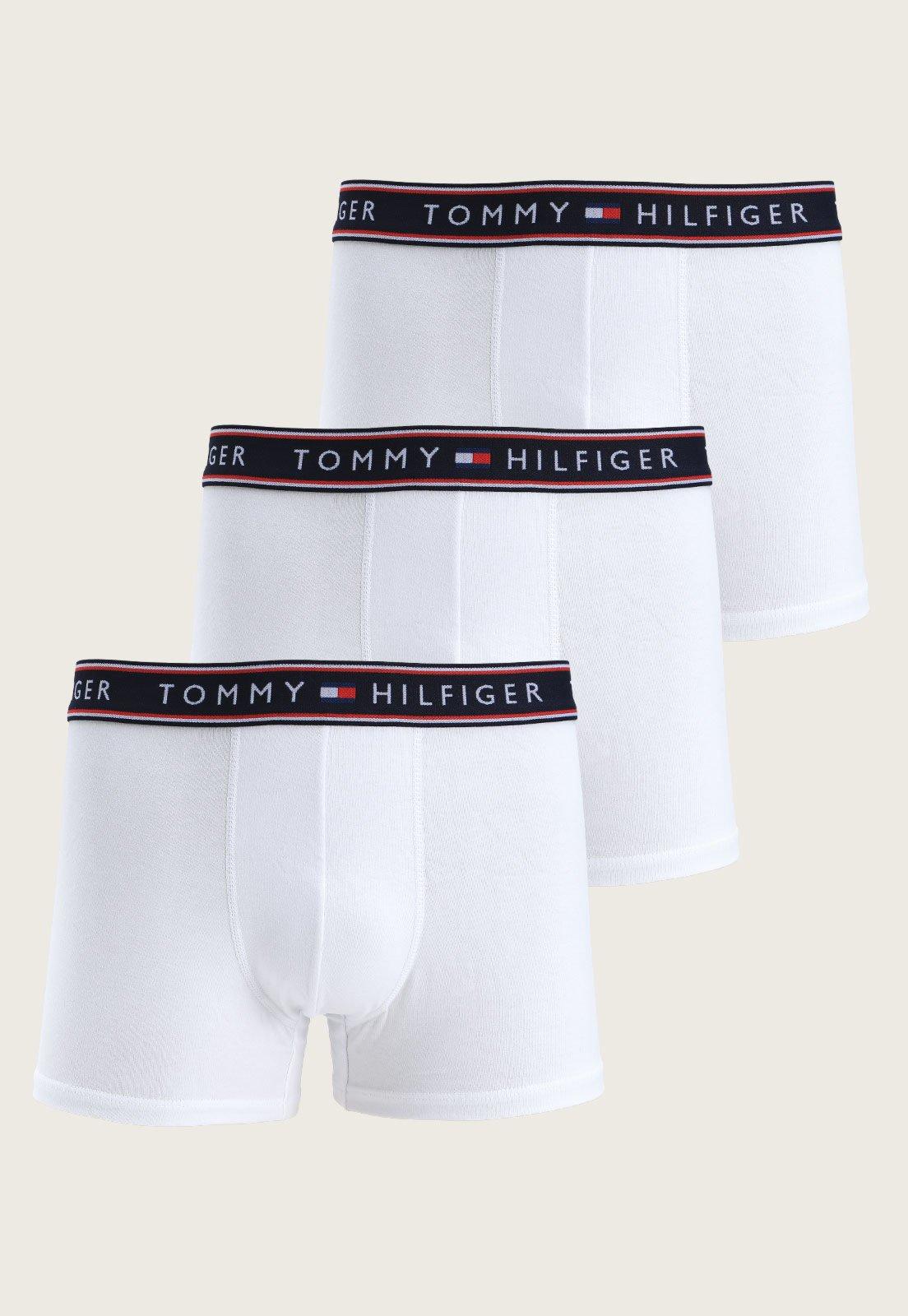 Kit 3pçs Cueca Tommy Hilfiger Boxer Logo Branca