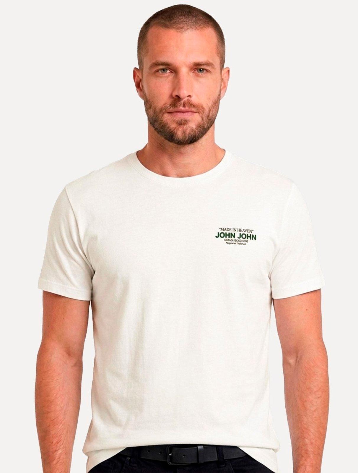 Camiseta John John Masculina Slim Fit Statement Off White