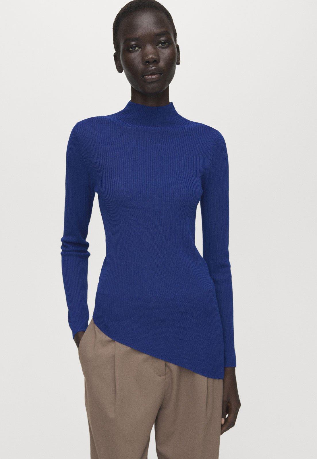 Suéter Feminino Mango Gola Alta Cuellito Azul