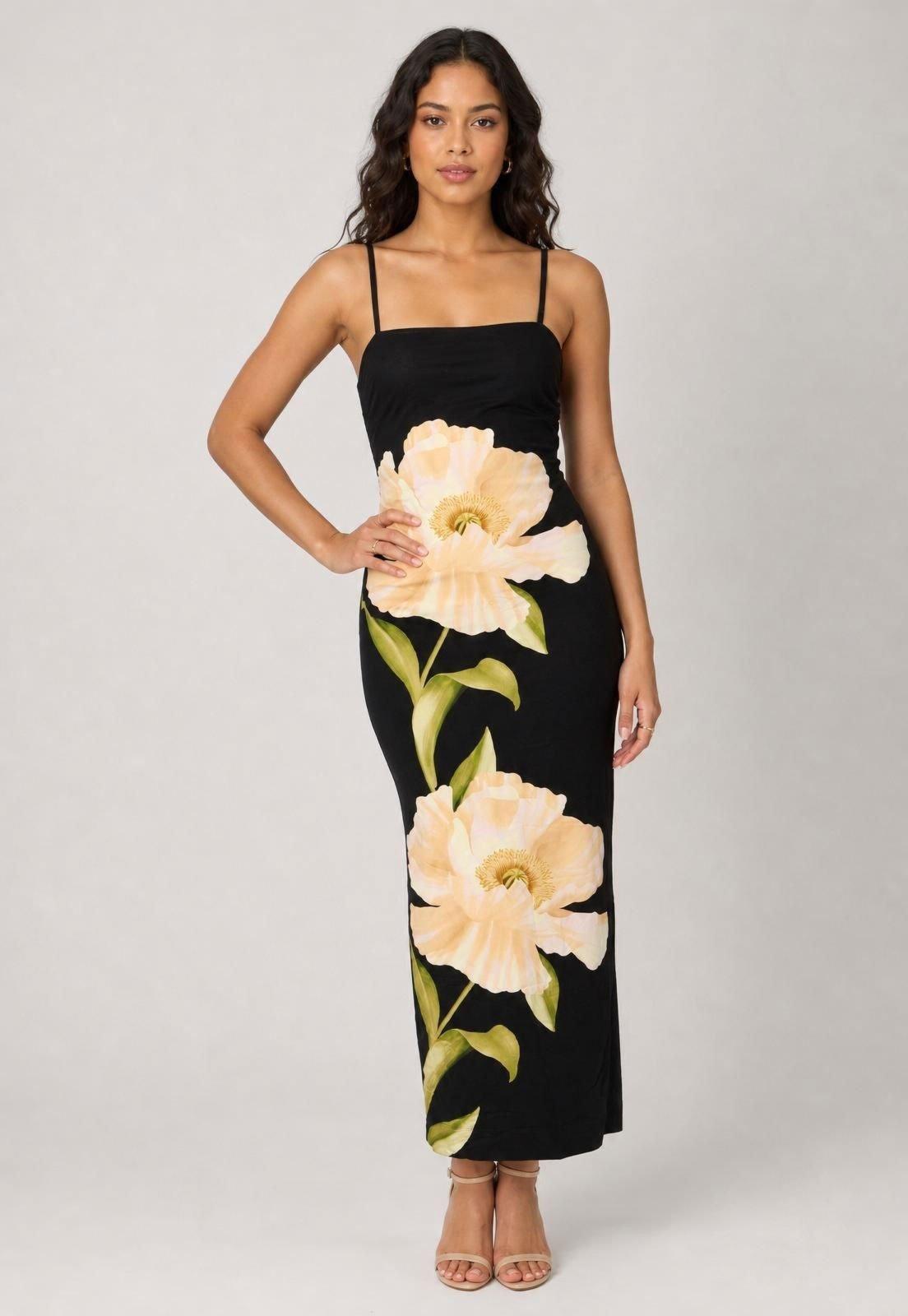 Vestido Feminino FARM Estampa Bananas Preto