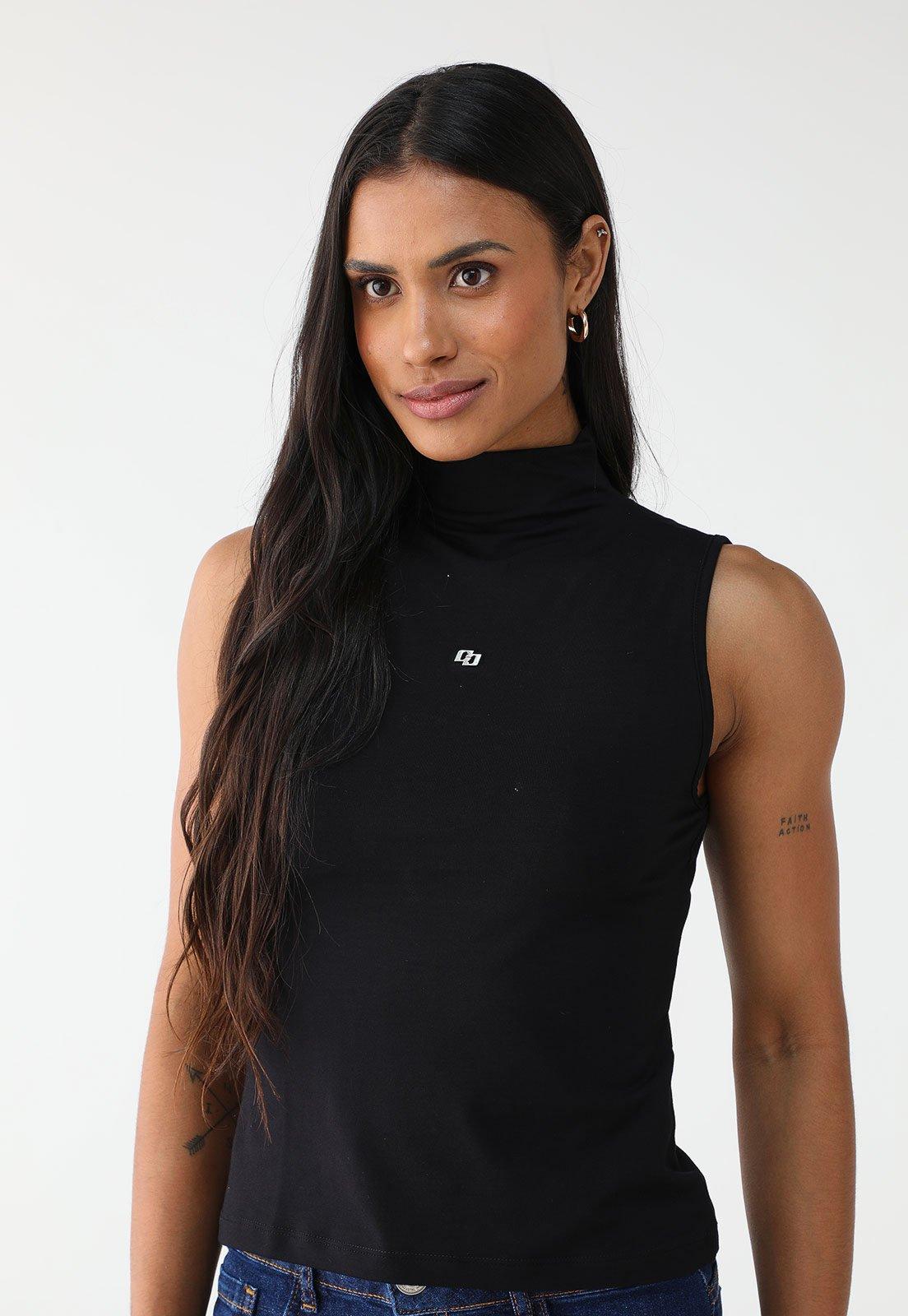 Blusa Colcci Ajustada Logo Preta