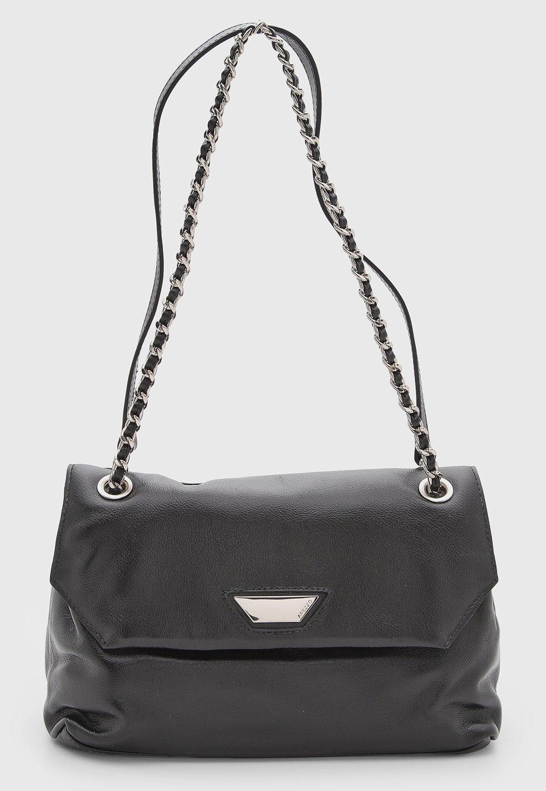 Bolsa Feminina Arezzo Couro Alça Corrente Preta