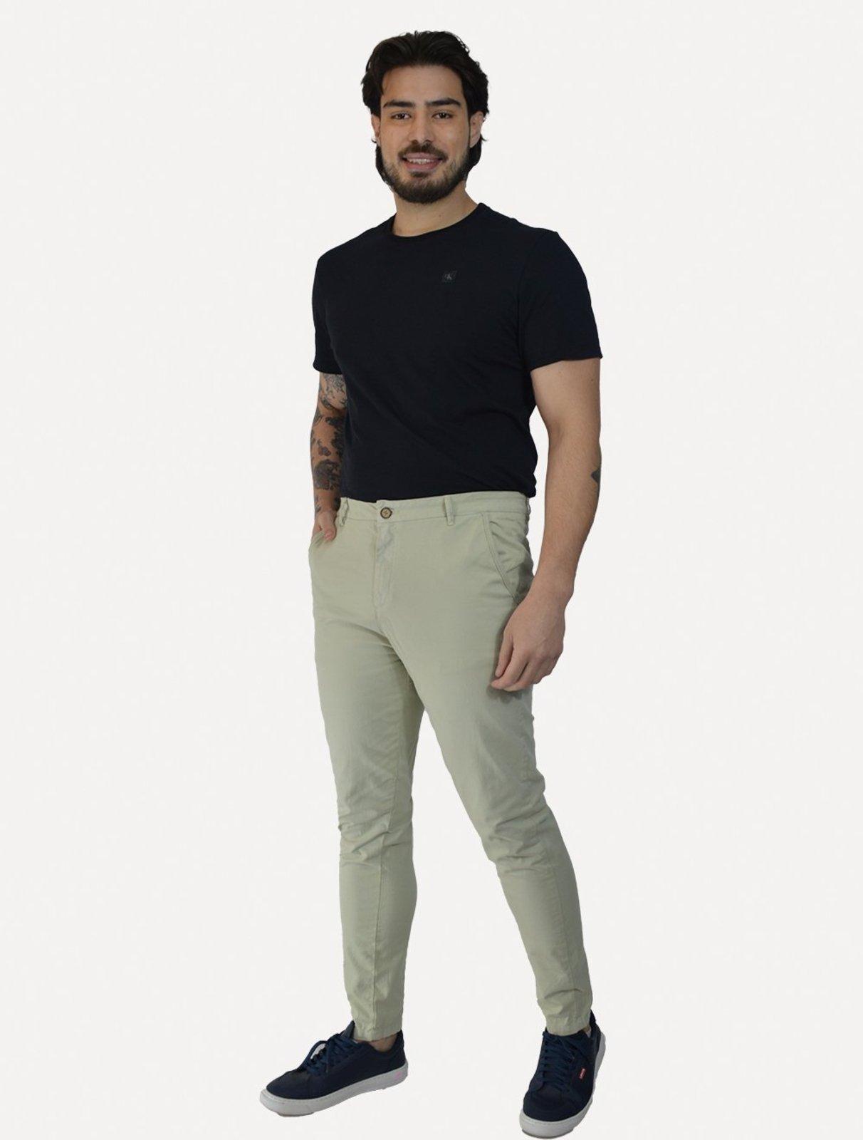 Calça Reserva Masculina de Sarja Casual Iron Verde Claro