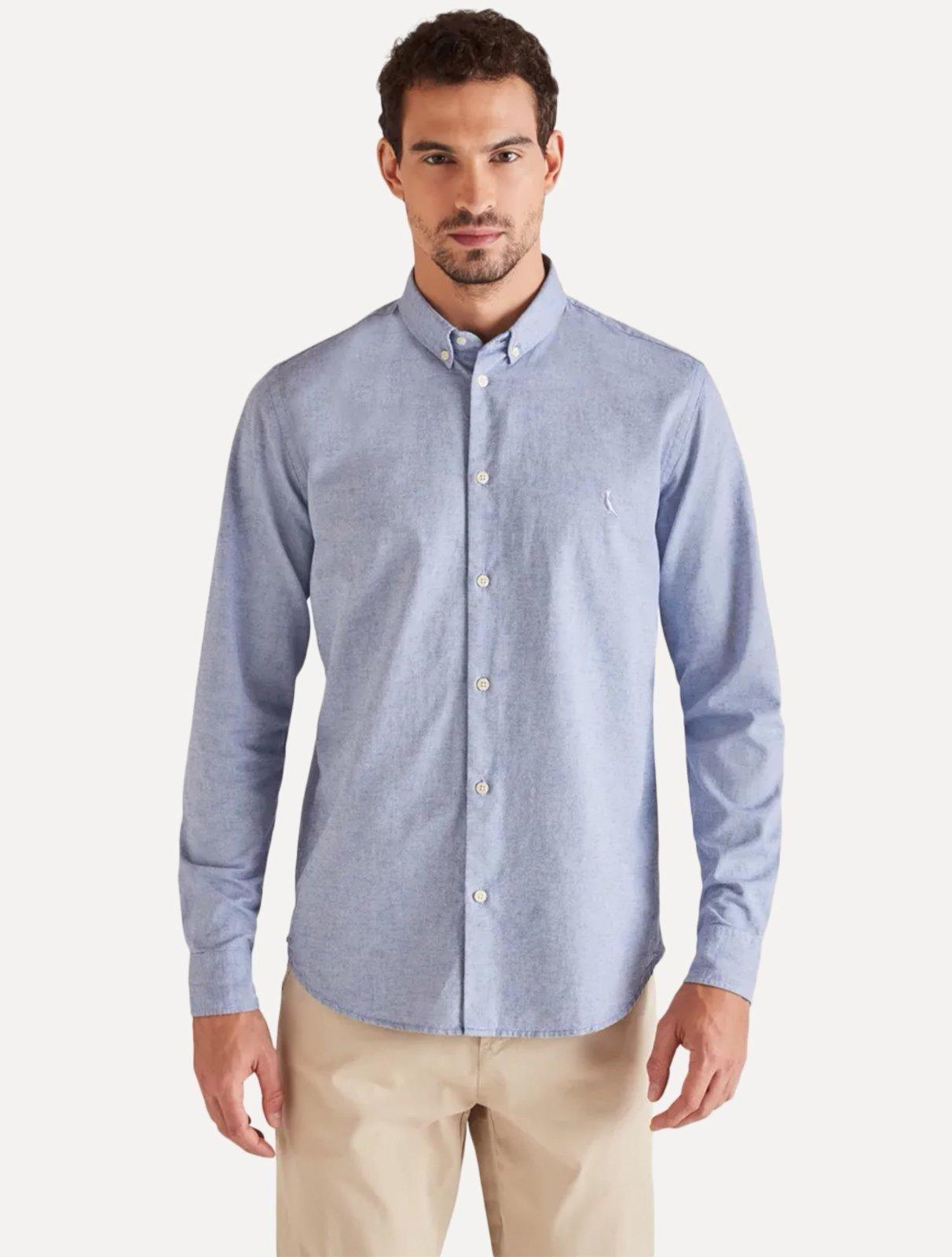 Camisa Reserva Masculina Oxford Color Icon Azul Royal Mescla