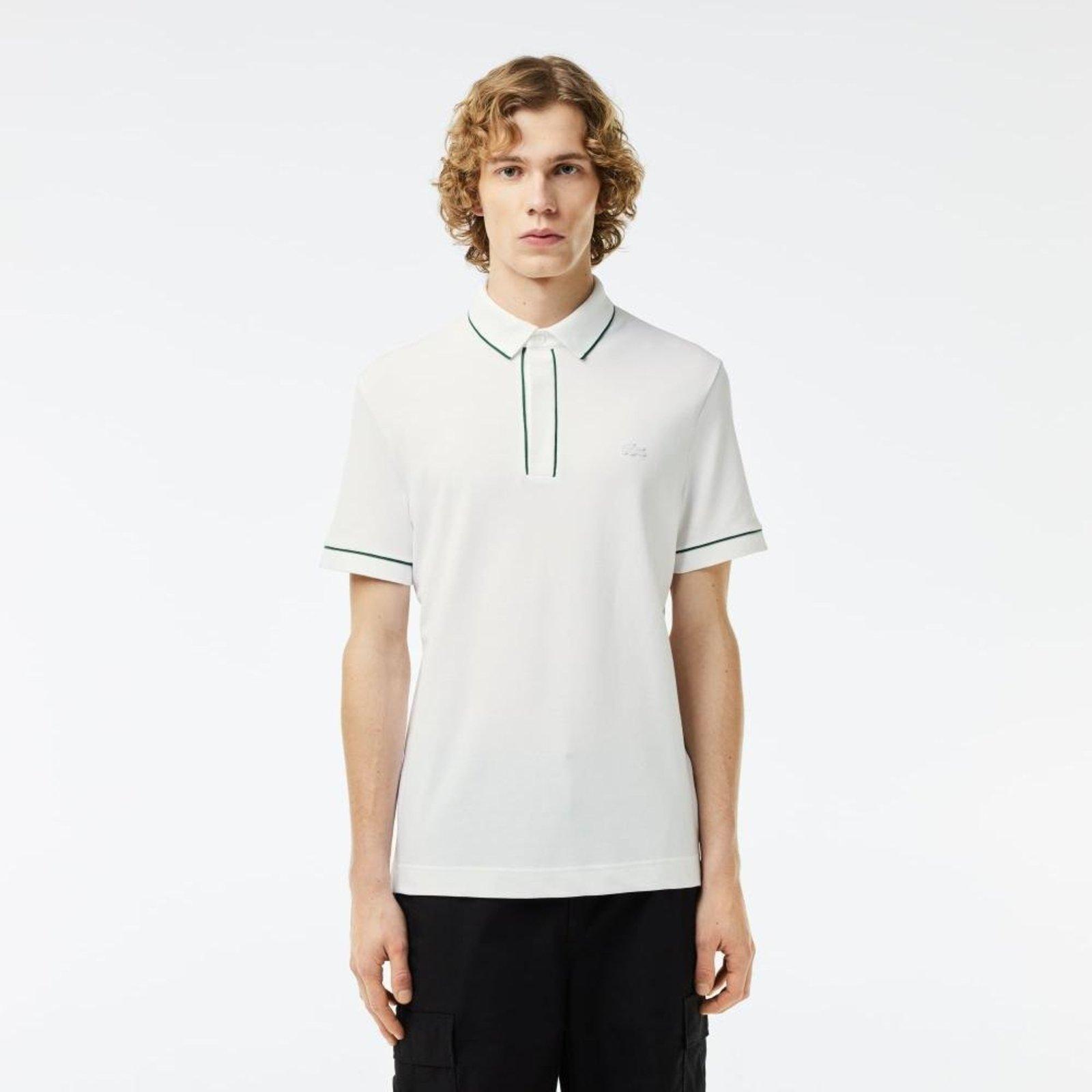 Camisa Polo de Algodão Elástico Smart Paris com Acabamento Contrastante Branco