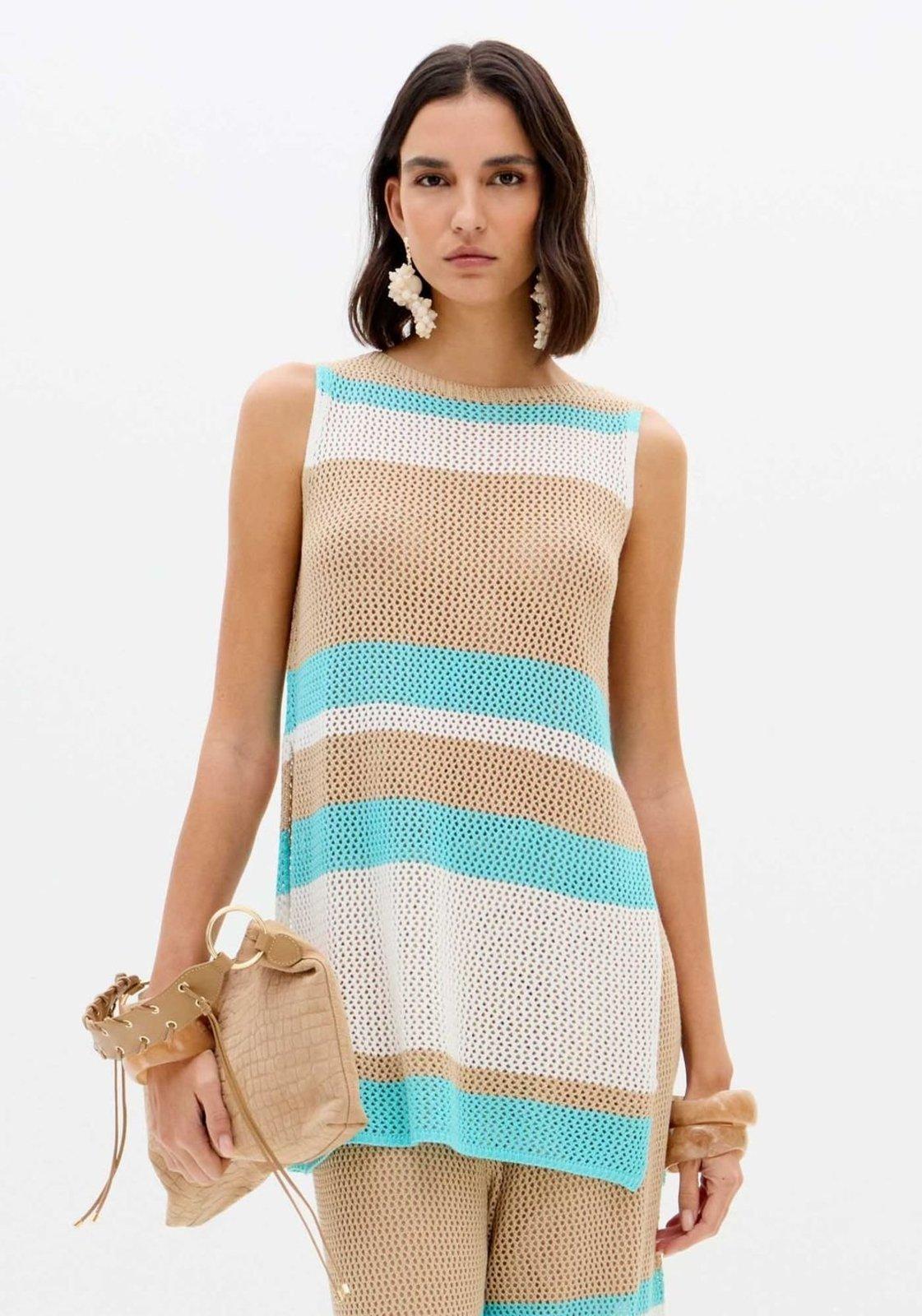 Blusa Sem Mangas Alongada Tricô Lança Perfume