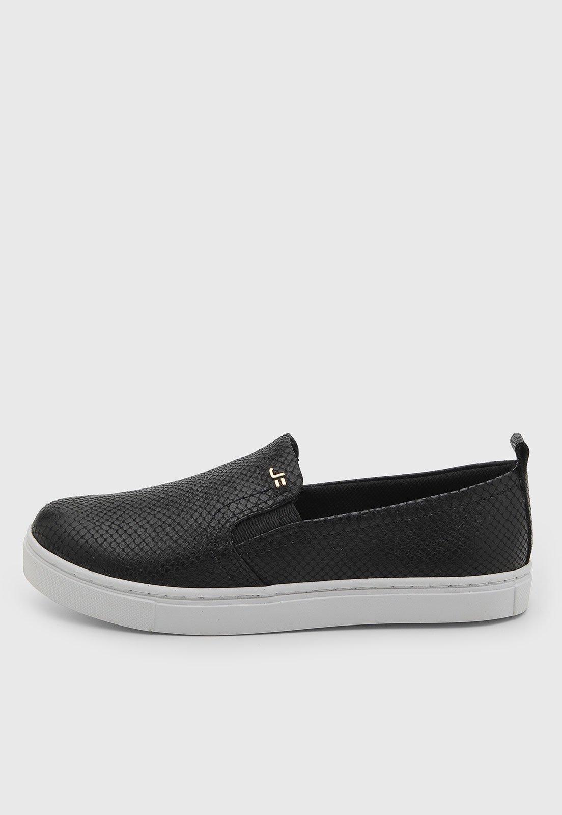 Tênis Feminino Jorge Bischoff Slip On Couro Preto