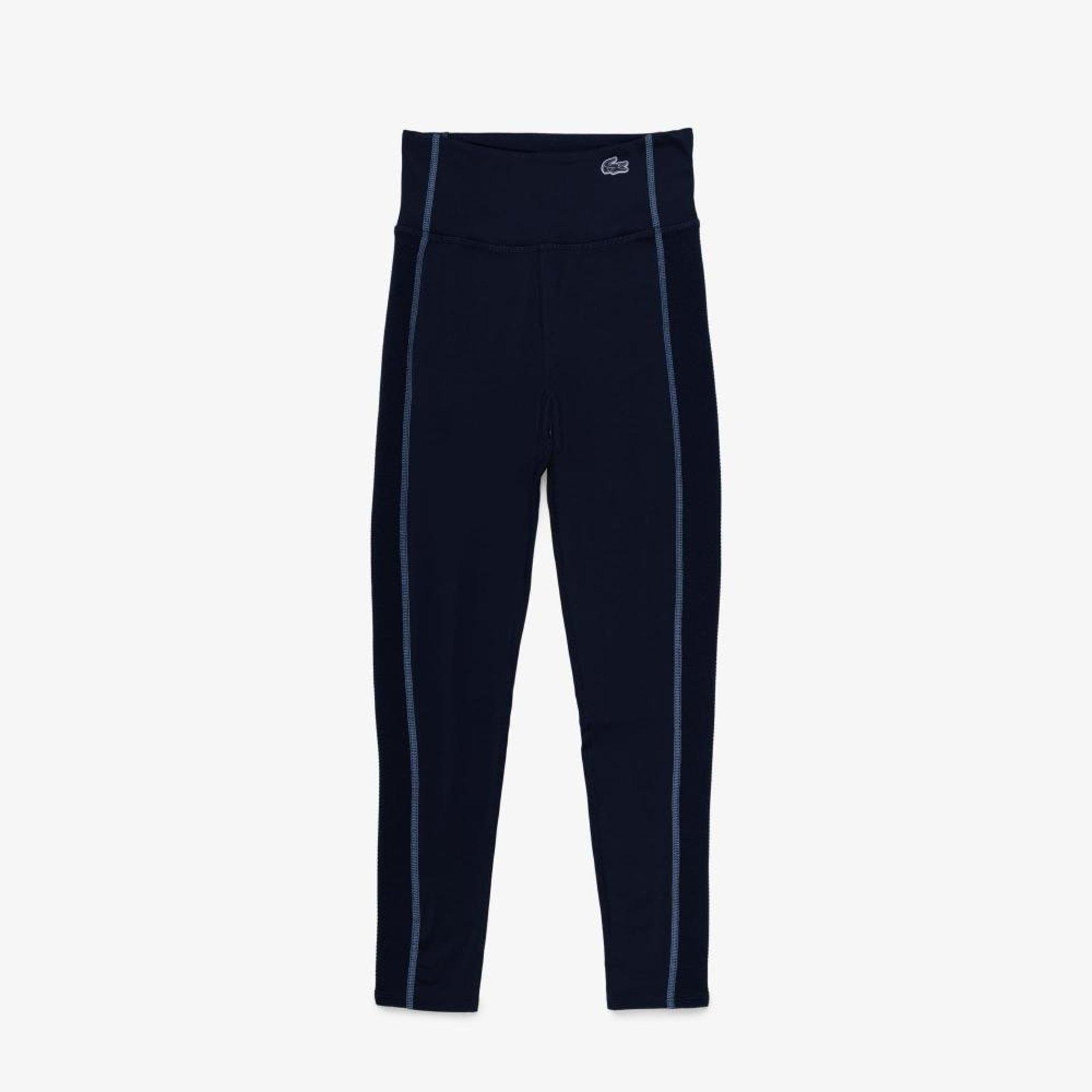 Legging Feminina Lacoste Esportiva Em Interlock Stretch Azul Marinho