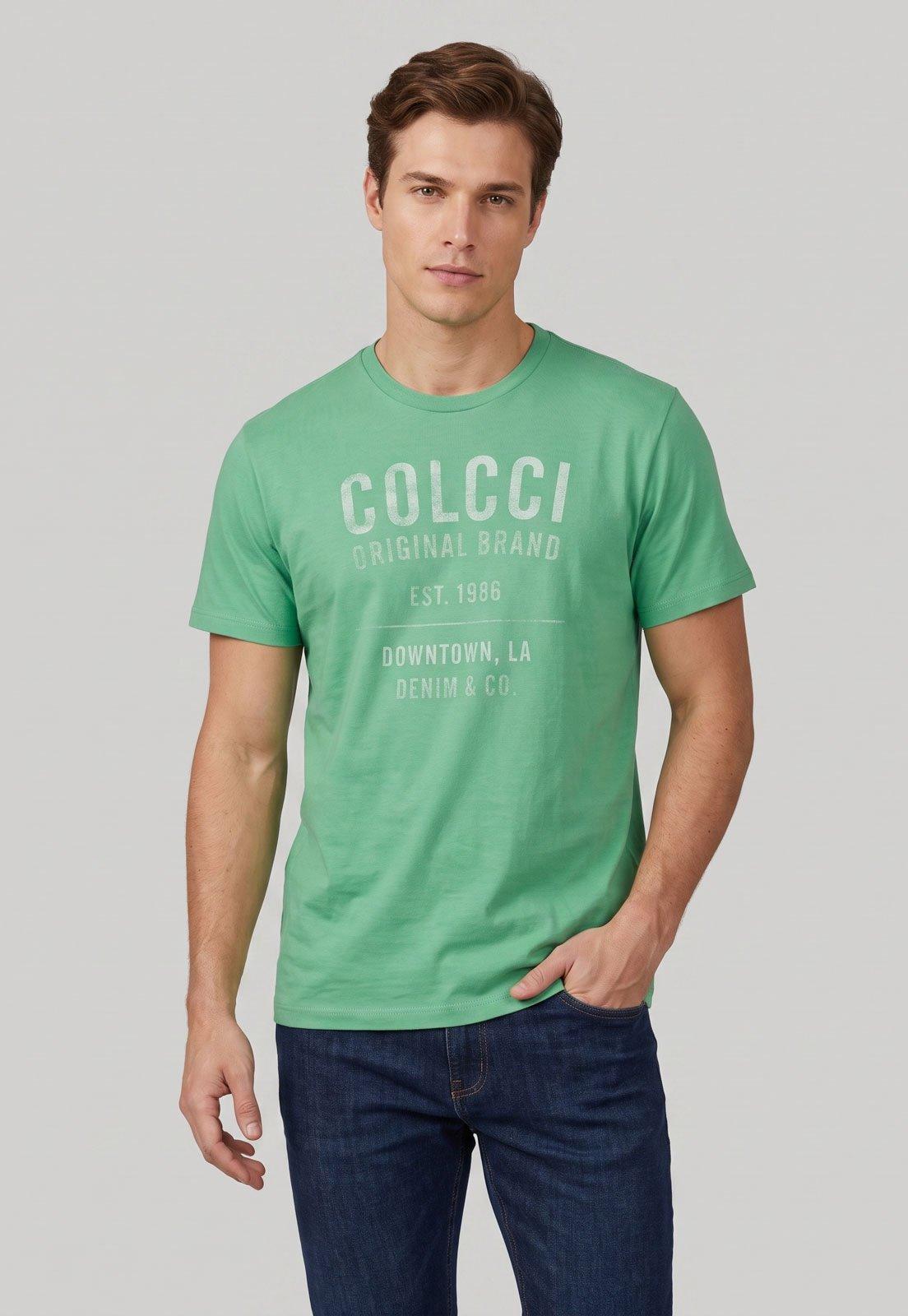 Camiseta Masculina Colcci Estampa Frontal Verde