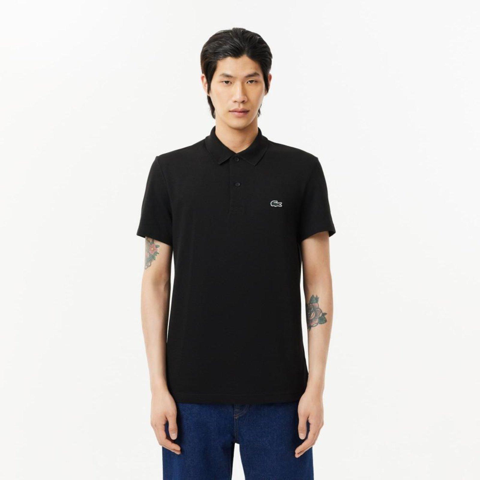 Camisa polo Lacoste de algodão misto de caimento regular Preto
