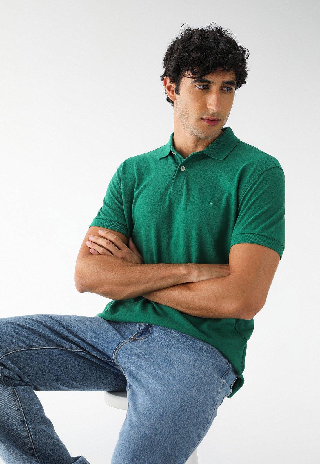 Camisa Polo Aramis Reta Logo Bordado Verde