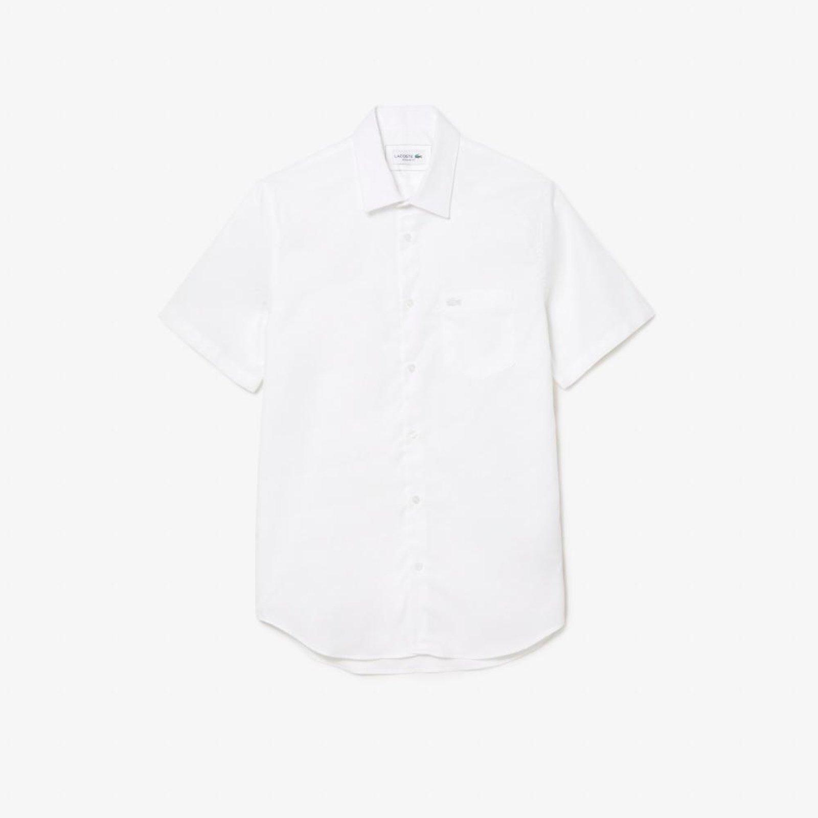Camisa Lacoste masculina Regular Fit em algodão liso Branco