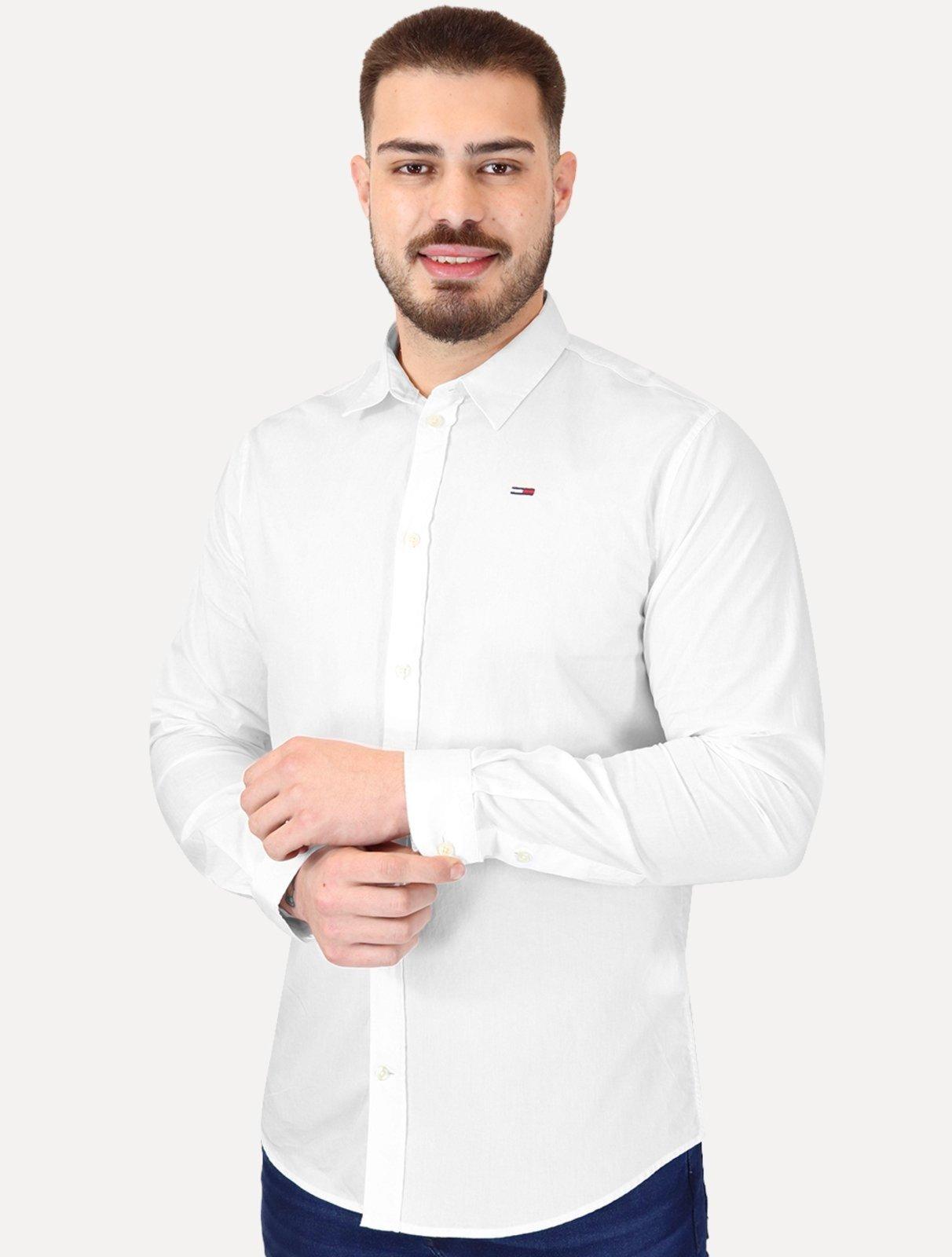 Camisa Tommy Jeans Masculina Regular Entry Poplin Branca