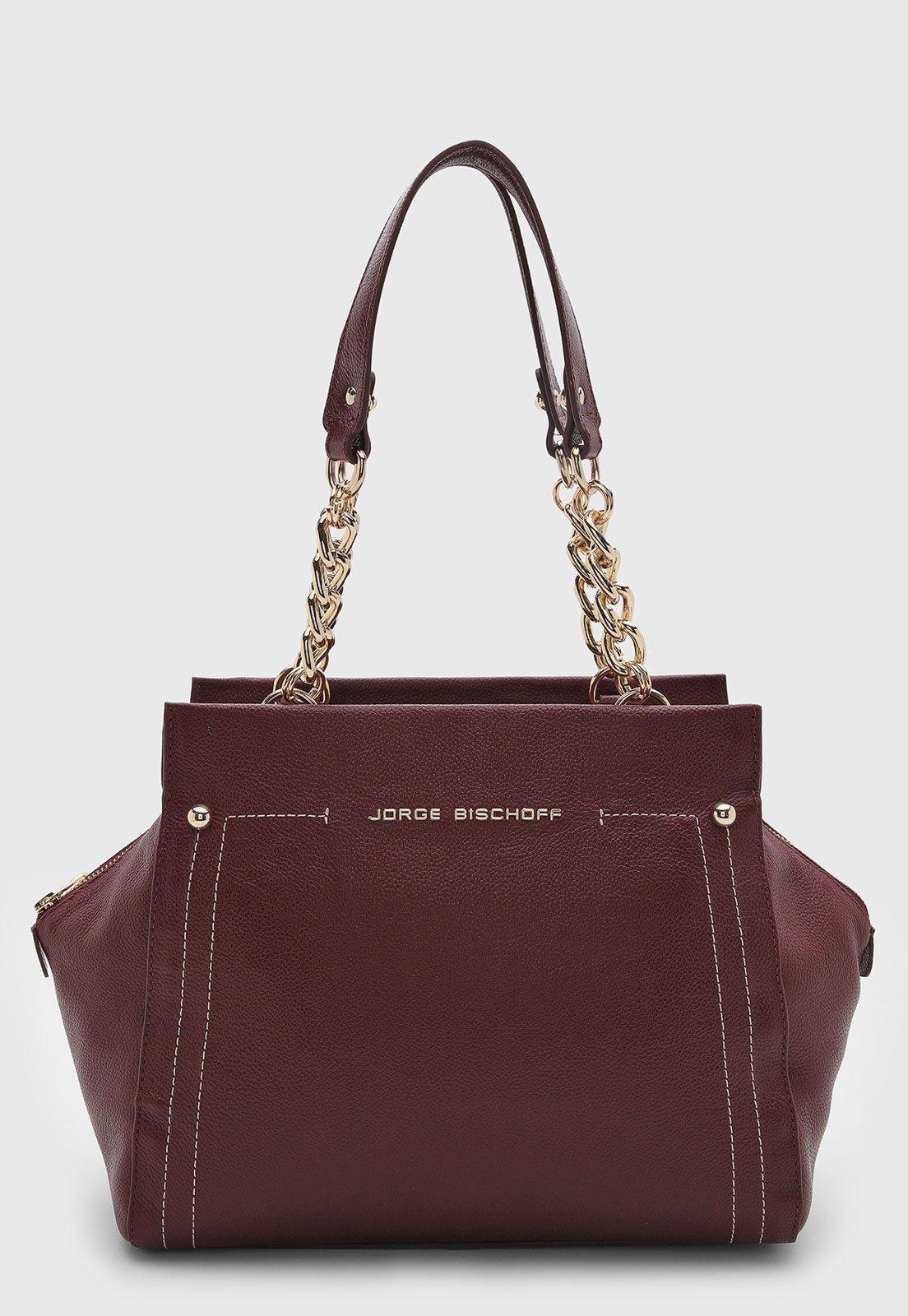 Bolsa Feminina Jorge Bischoff Estruturada Couro Vinho