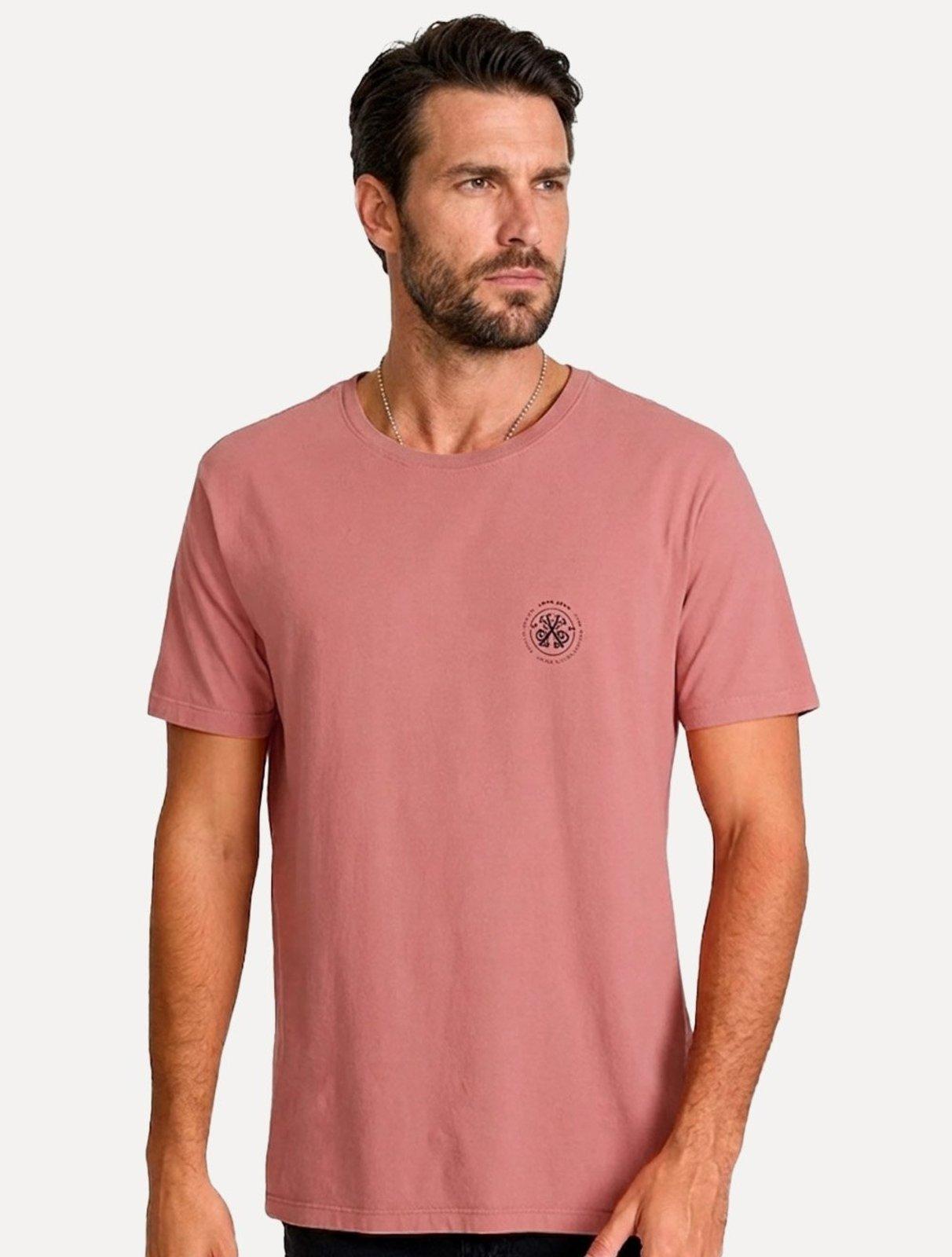 Camiseta John John Masculina Regular Fit Brand Circle Rosa Médio