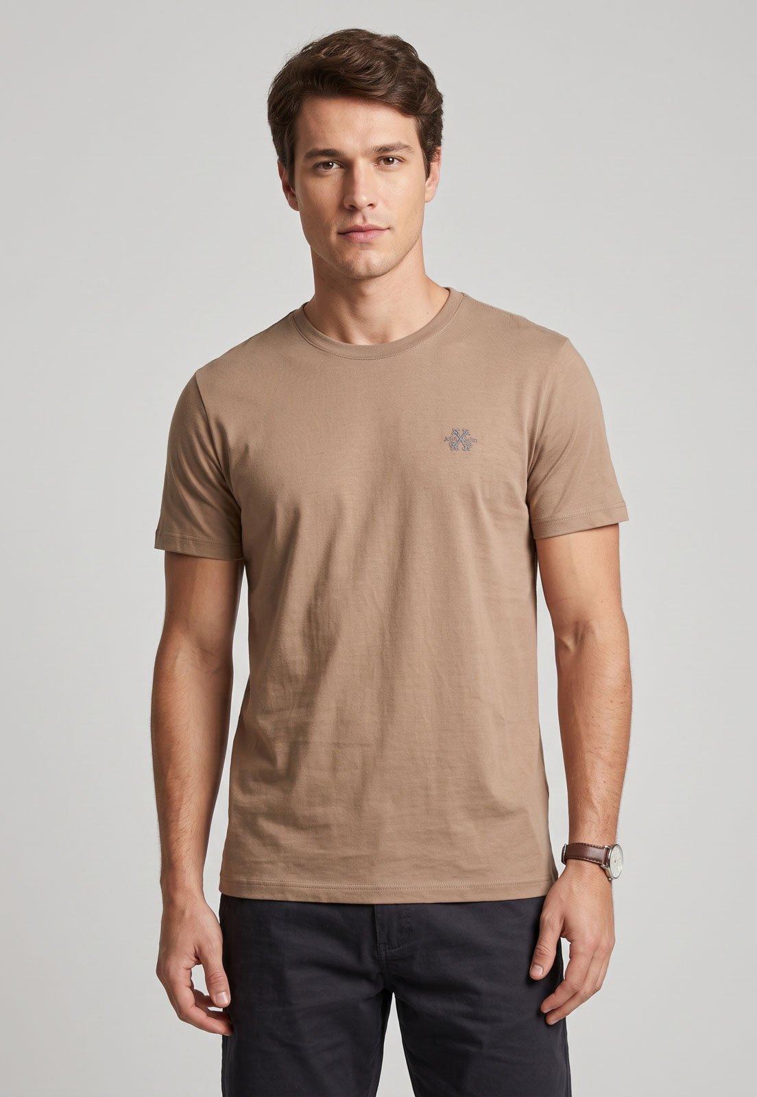 Camiseta Masculina John John Gola Redonda Bege
