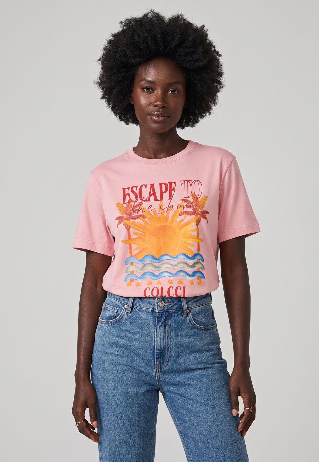 Camiseta Feminina Colcci To The Shore Rosa