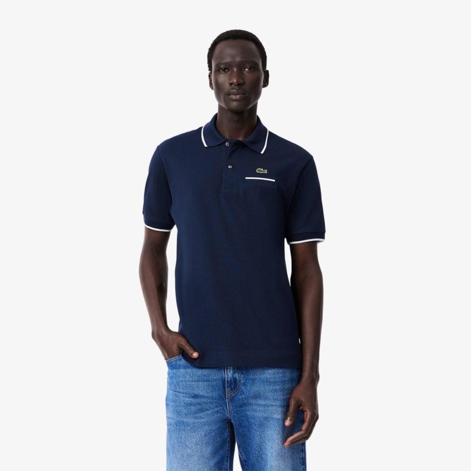 Camisa Polo Lacoste Pocket Accent L.12.12, ajuste clássico Azul Marinho