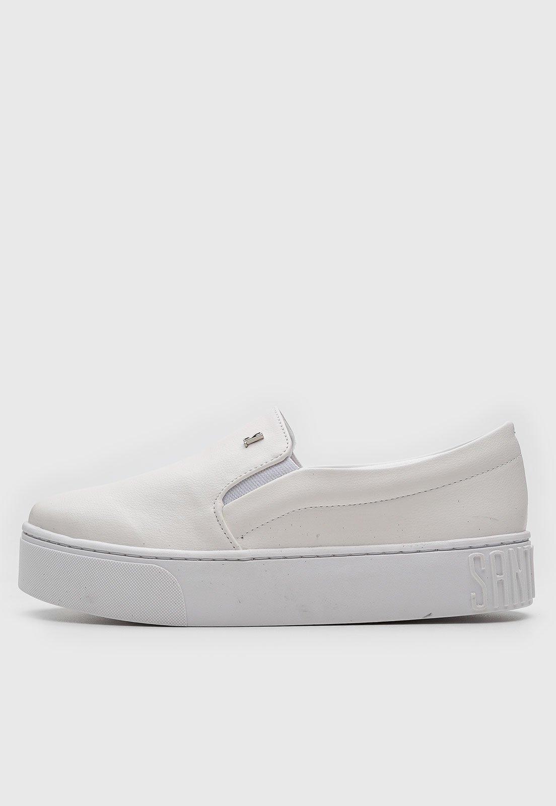 Tênis Slip On Flatform Santa Lolla Liso Branco