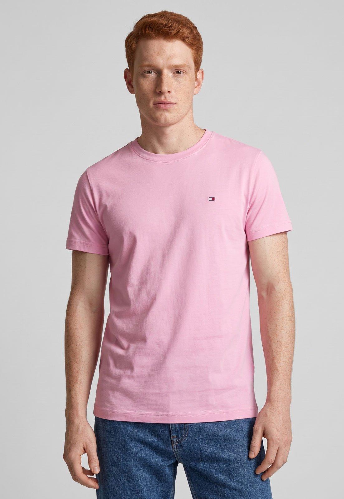 Camiseta Masculina Tommy Hilfiger ESS Seasonal Reg Fit Solid Rosa
