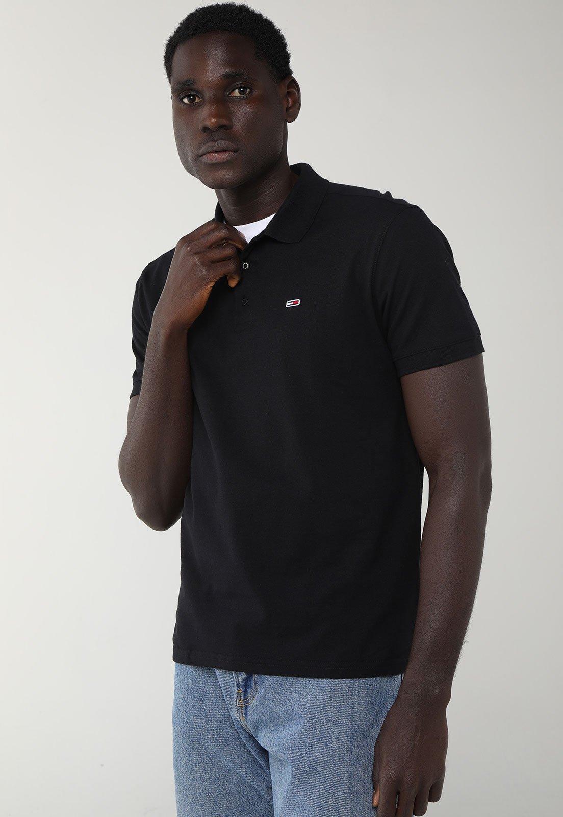 Camisa Polo Masculina Tommy Jeans Preta