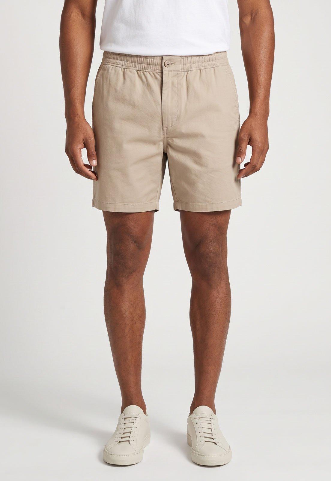 Shorts Masculino Aramis Elástico Sarjado Bege