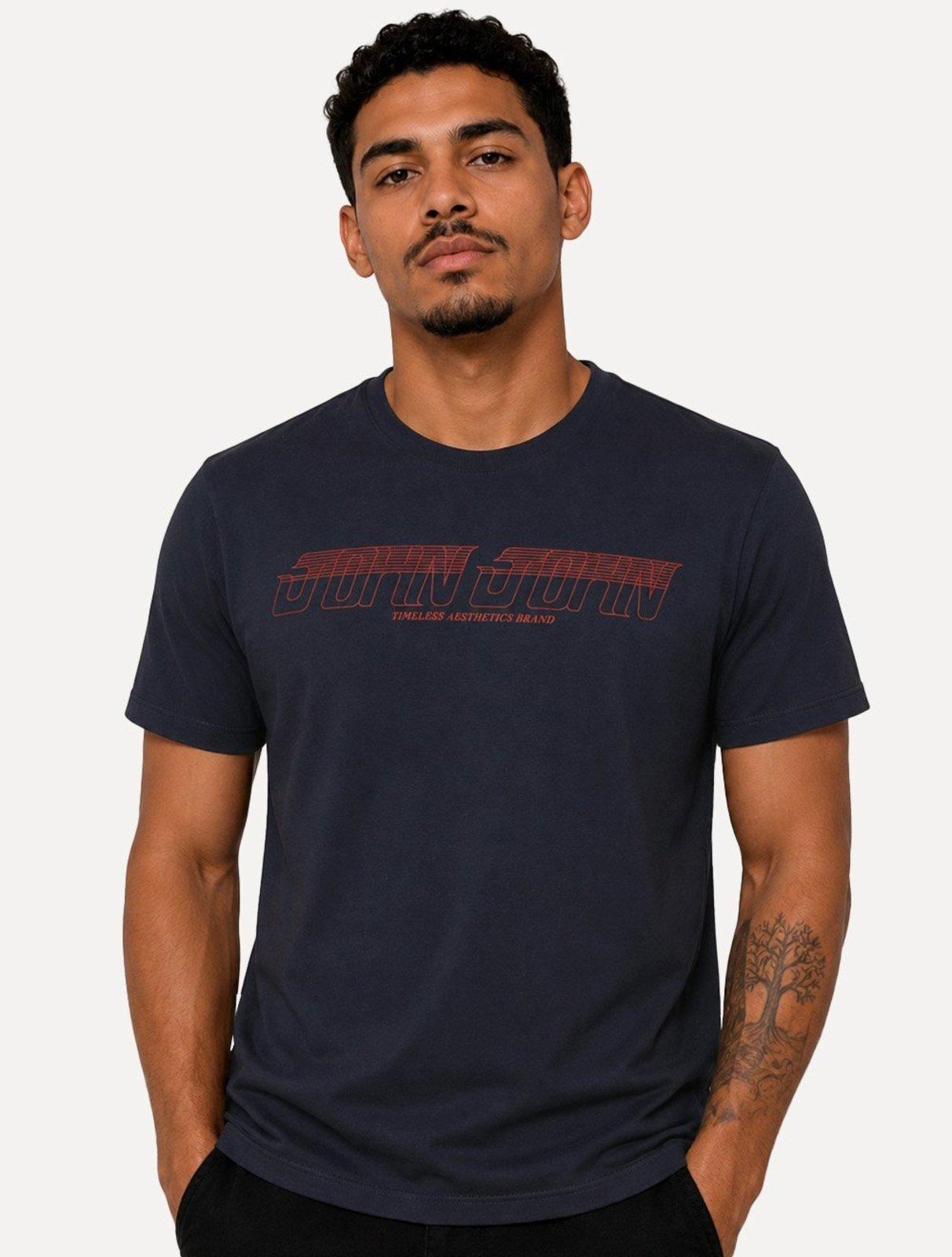 Camiseta John John Masculina Slim Fit Frequency Azul Marinho