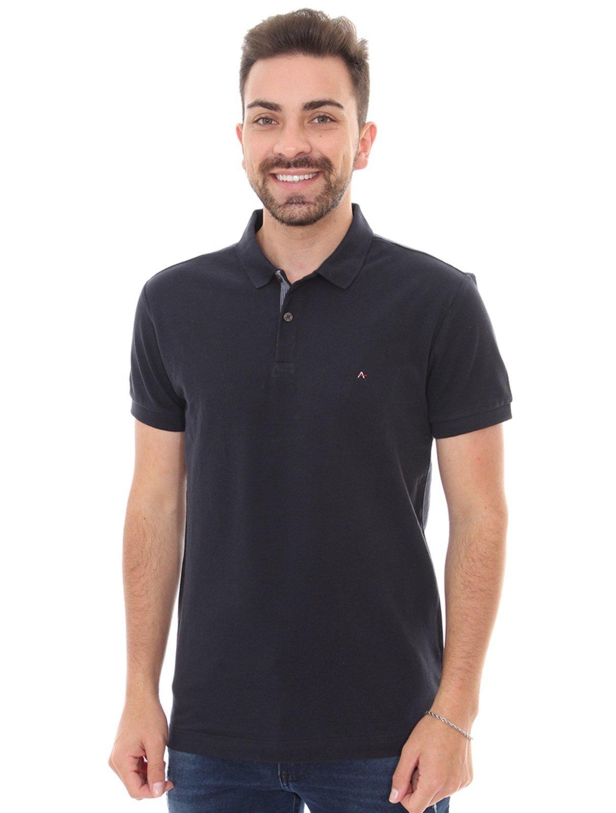 Polo Aramis Masculina Piquet Inner Detail Azul Marinho