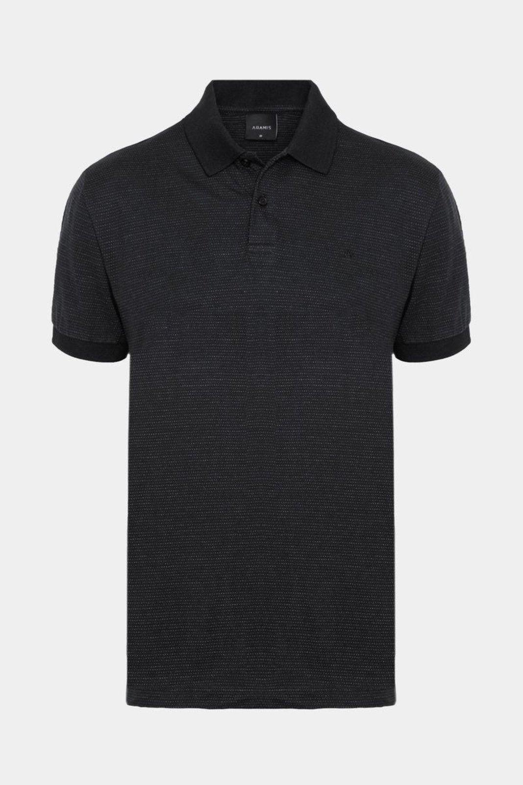 Polo Aramis Manga Curta Malha Pontilhada Preto