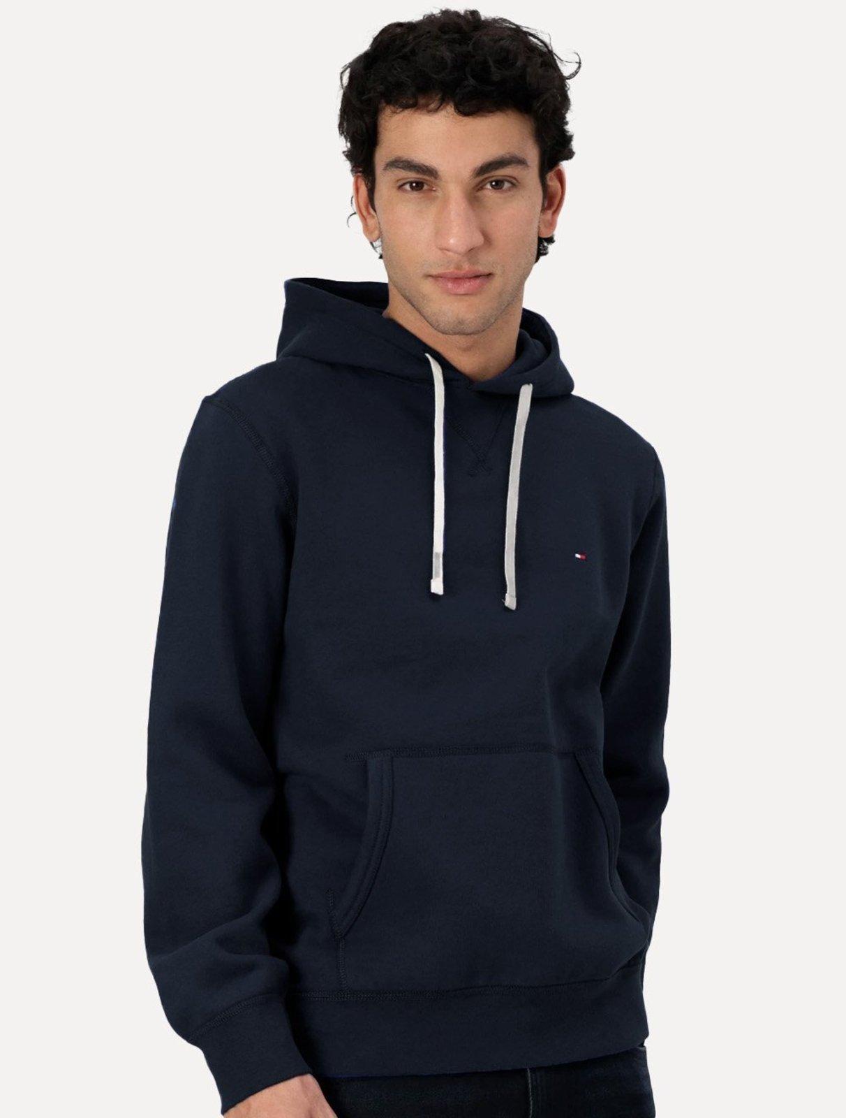 Moletom Tommy Hilfiger Masculino Essential Fleece Hoody Flag Azul Marinho