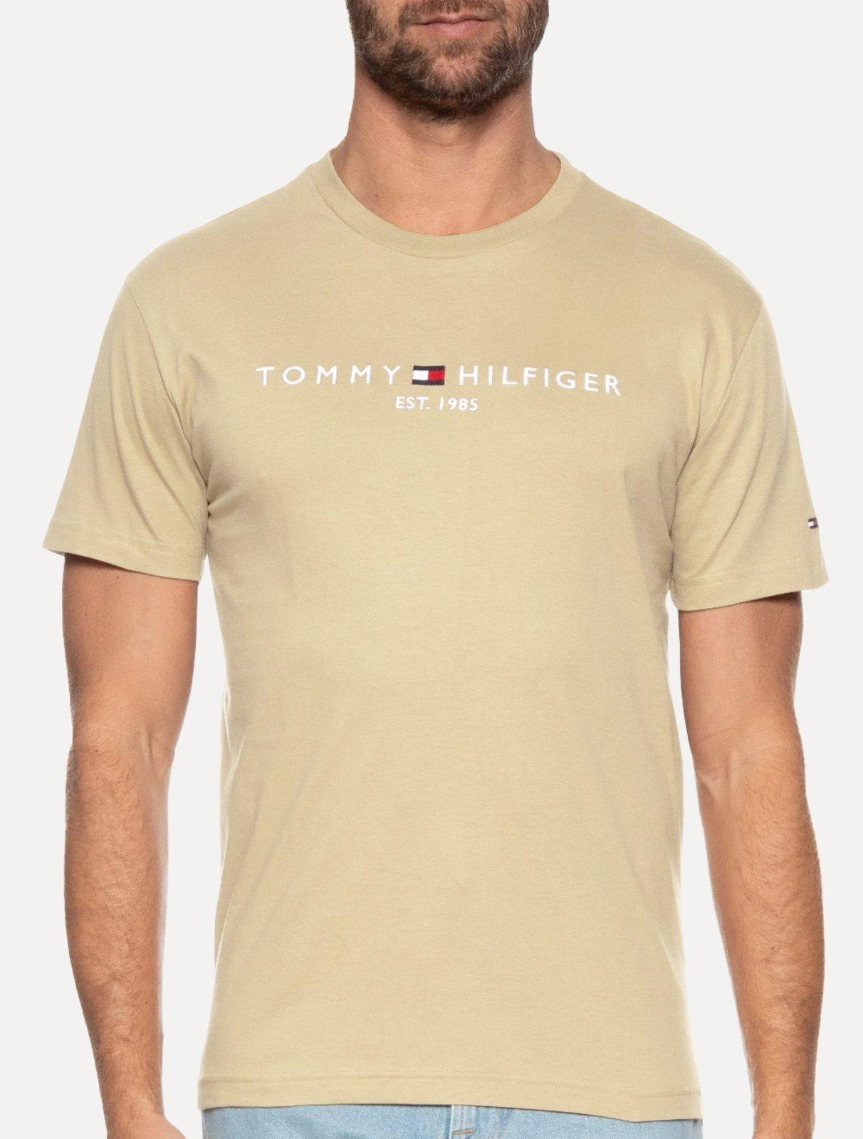 Camiseta Tommy Hilfiger Masculina Light Core Logo Tee Cáqui Médio