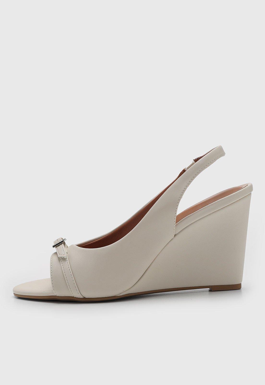 Sandália Feminina Vizzano Salto Anabela Off-White