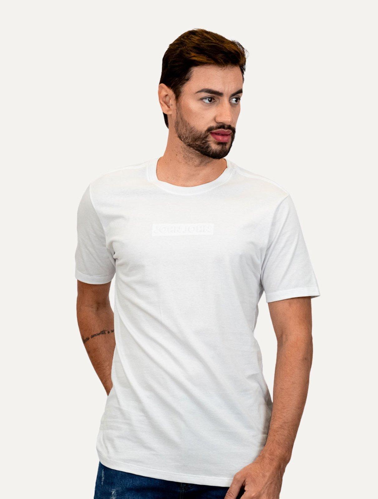 Camiseta John John Masculina Regular Embossed White Branca