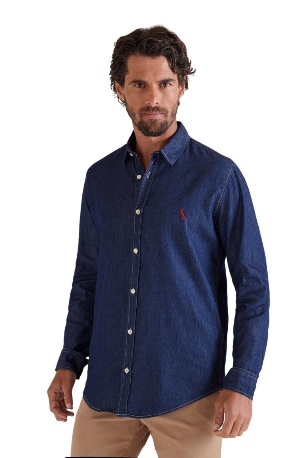 Camisa Cont Ae Easy Oxford Denim Ml Reserva Azul