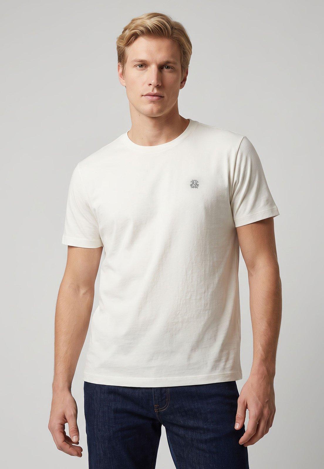 Camiseta Masculina John John Gola Redonda Logo Branca